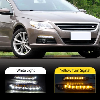 

CSCSNL 2Pcs Car LED Daytime Running Lights For Volkswagen Passat CC 2009 2010 2011 2012 DRL 12V Fog lamp house with turn signal