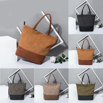 

Women Splice PU Zipper Shoulder Bag Large Handbag Casual Tote Female Eco Crossbody Bag Ladies Vintage Messenger Bags