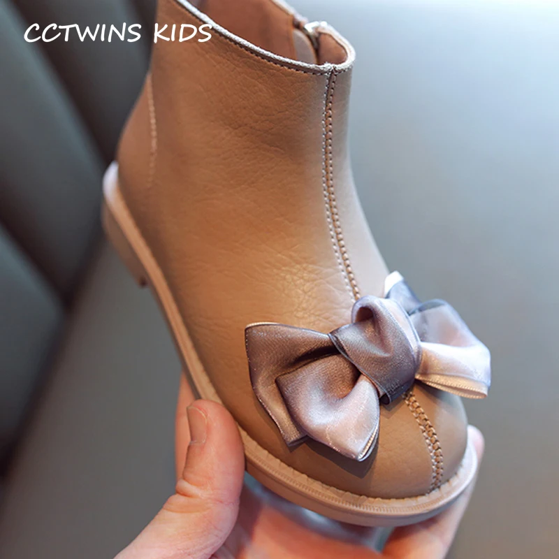 CCTWINS/детская обувь; коллекция года; Зимние Модные Ботинки martin с бантом для девочек; меховая обувь для детей; короткие ботинки из натуральной кожи; FB1787