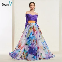 Dressv элегантное Индиго длинное платье для выпускного вечера с открытыми плечами простое ТРАПЕЦИЕВИДНОЕ ПЛАТЬЕ С принтом вечернее платье платья для выпускного вечера на заказ