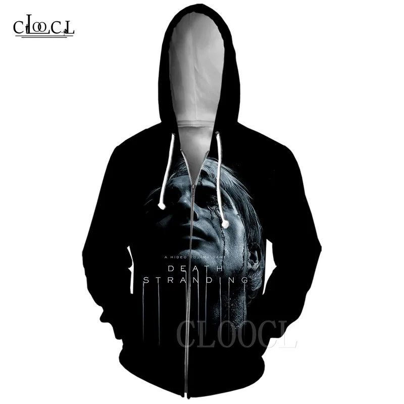 

CLOOCL Fashion Hoodies Men for Game Death Stranding Cosplay 3D Print Zipper Hoodie Casual Long Sleeve Hoody Tops Jacket Coat