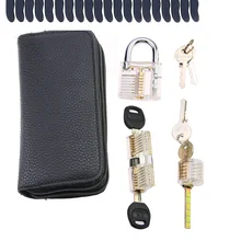 3pcs Crystal Transparent Lock Lockpick Set with 24pcs Titanium Tools Remove Pick Tool Set,Interesting Locksmith Practice Set