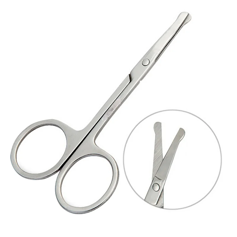 1Pc Professional Eyebrow Scissor Stainless Steel Round Safety Scissors Small Clipper Eyebrow Nose Hair Cut Trimming Tweezers 1pc lot titanium nose rings round