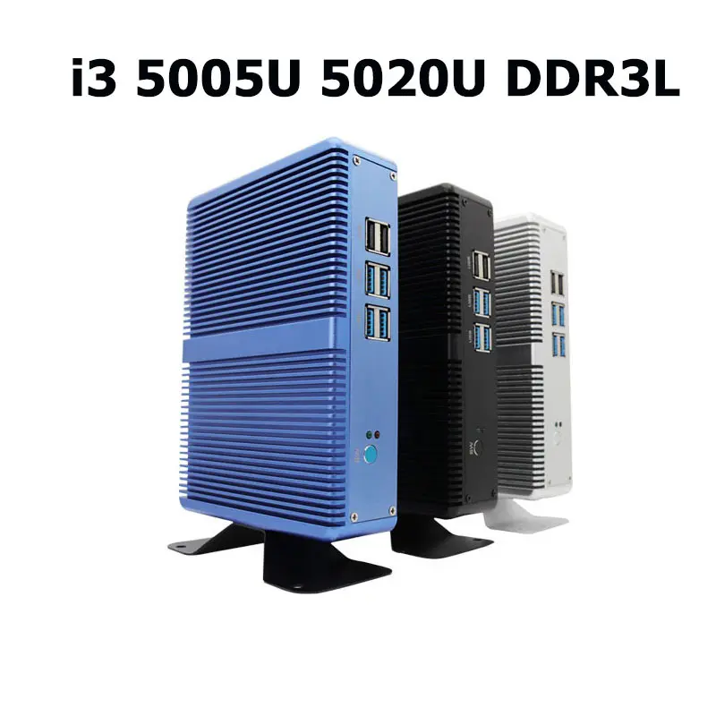 Topton бытовой безвентиляторный мини-ПК Intel Core i3 5005U i5 7200U DDR4 16 Гб HD graphics 620 4K HTPC HDMI VGA дисплей порт низкая мощность - Color: i3 5005U 5020U DDR3L