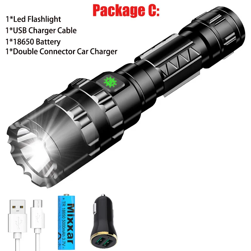 ZK20 светодиодный фонарь перезаряжаемый L2 с высокими люменами светодиодный тактический фонарь Водонепроницаемый 5 режимов дропшиппинг походный фонарь - Испускаемый цвет: Package C