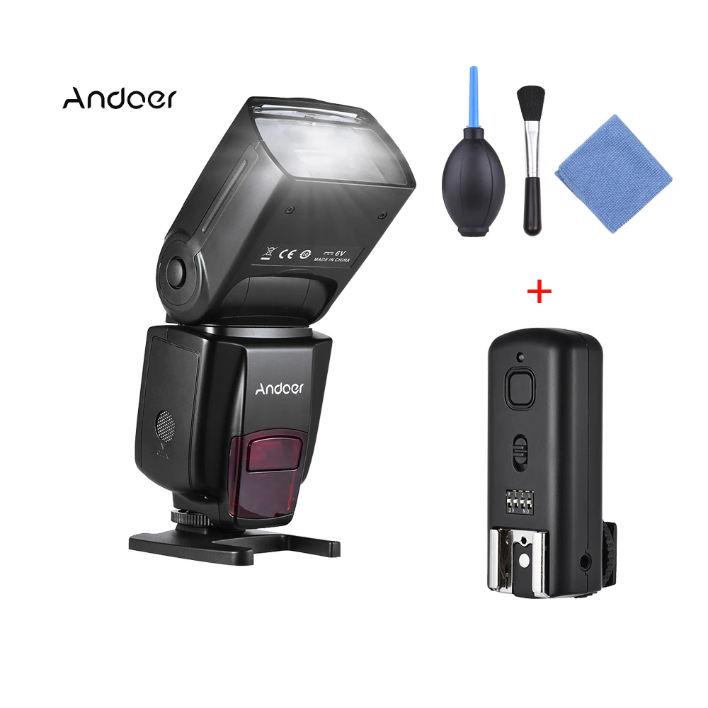 

Andoer AD560 IV 2.4G Speedlite Flash Light GN50 with Flash Trigger for Canon Nikon for Sony A7/A7S/A7R DSLR Camera w/ Clean Tool