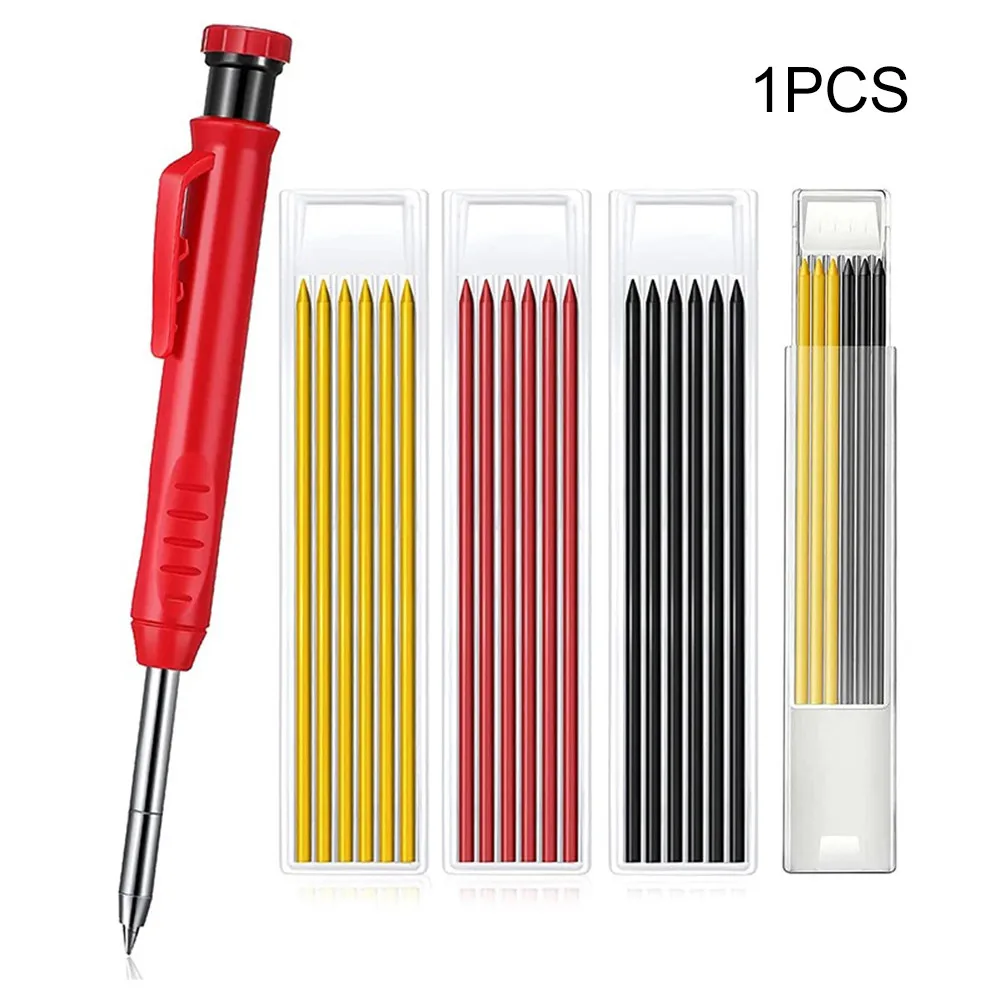 Solid Carpenter Pencil Set Refill Lead Construction Built-in Sharpener Deep Hole Mark Mechanical Marker Woodworking Workshop | Инструменты