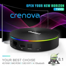 ТВ-бокс CRENOVA T95Q Android Ethernet 1000M 4K H.265 Поддержка 3D 4GB ram 64G 32G 2,4G/5G WiFi телеприставка