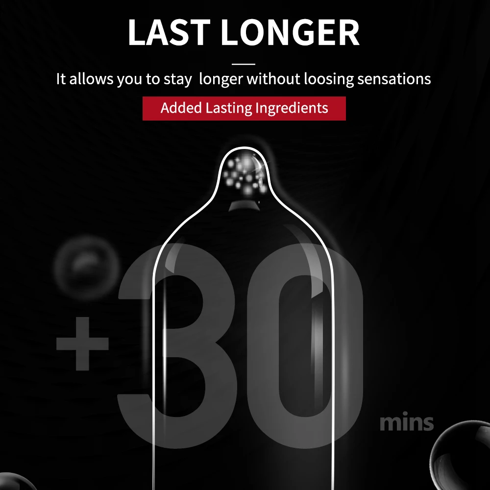 DRY WELL Delay Condom Delayed Ejaculation Condoms for Men Sleeve for Penis Natural Latex Contraception