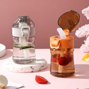 

New Products Straw Plastic Water Bottle Summer Trend Mass Drop-resistant Portable Portable Leak-Proof Cup with Measuring