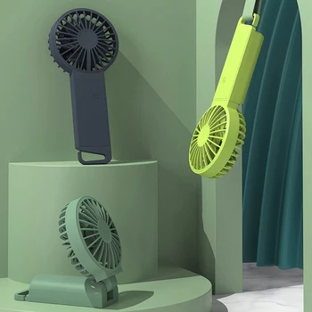 

VH USB Folding Handheld Fan Double Fan Blade Design With Lanyard Rechargeable 4 Gears Adjustable Quiet Mini Fan For Summer Use