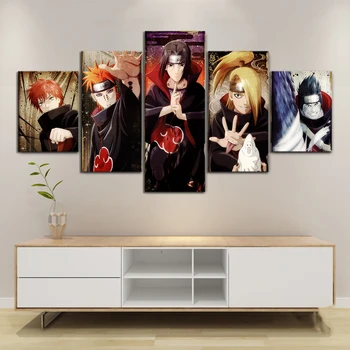 

Prints Painting Modular Pictures Canvas 5 Panel Akatsuki NARUTO Anime Wall Art Home Decoration Modern For Boys Room Poster Frame