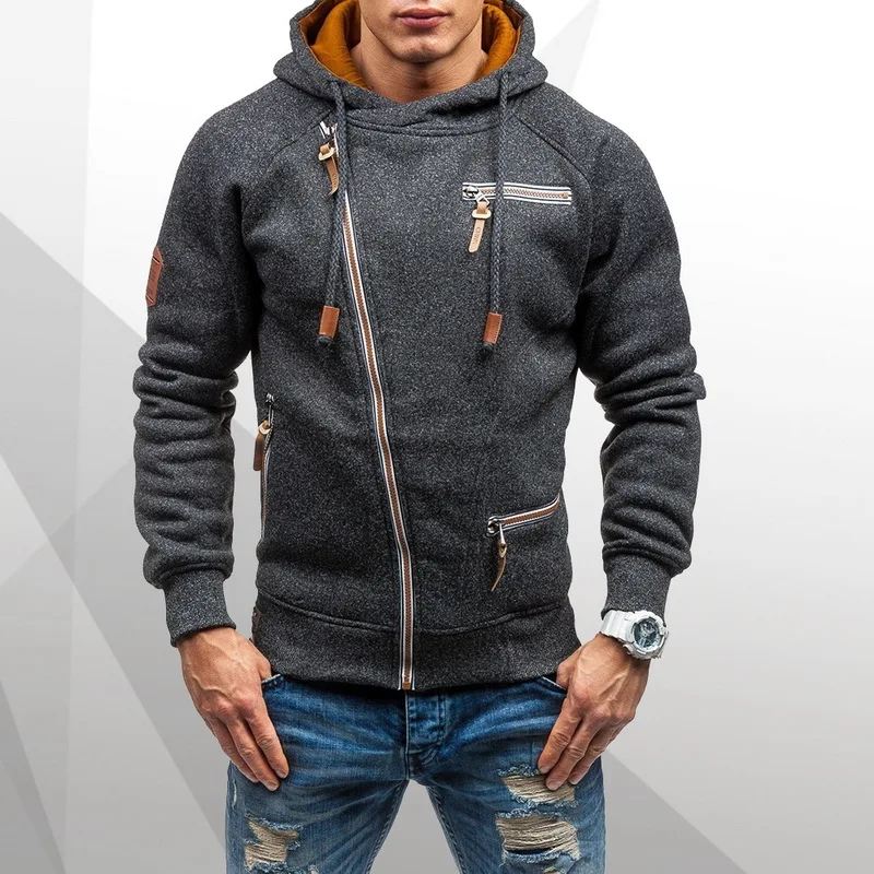 

WENYUJH New Hoodie Men 2019 Spring Casual Solid Long Sleeve Hoodies Sweatshirts Slim Zipper Hoody Sweatshirt Hooded Streetwear