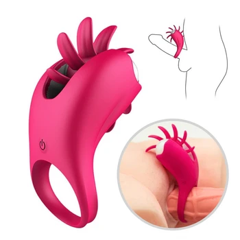 Vibrator for Men Delay Ejaculation Penis Vibration Ring Mini Tongue Vibrator Clitoris Stimulator Adult Sex Products Vibro Ring 6