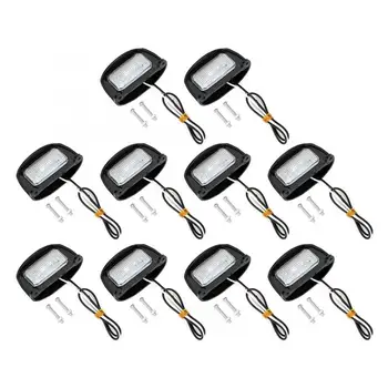 

10pcs 4LED License Number Plate Lamp Light 10-30V High Brightness for Car Truck White LED Color