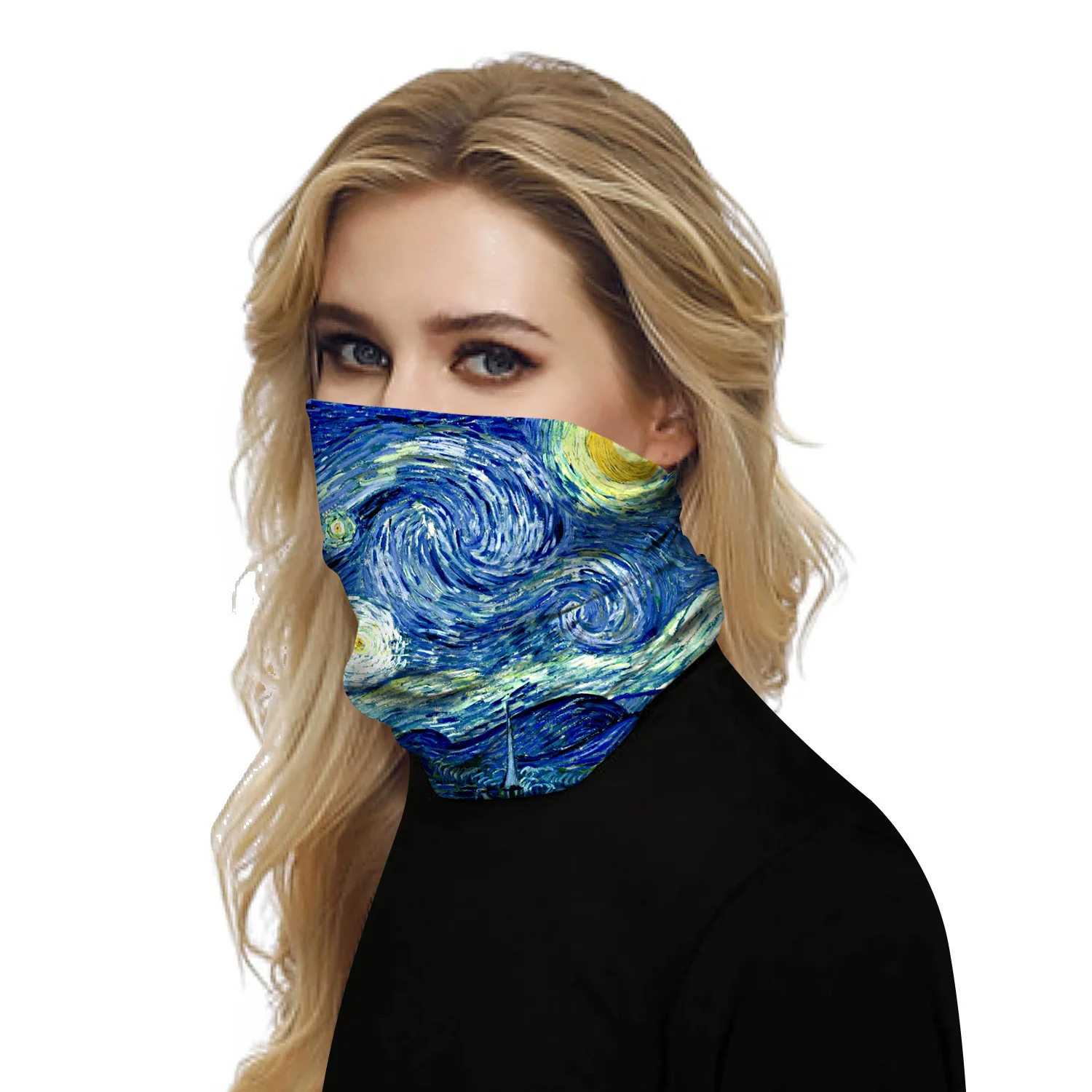 Hot style new star polyester digital print outdoor sunshade beanie sport bug scarf neck gaiter mask multi-function headband mens dress scarf