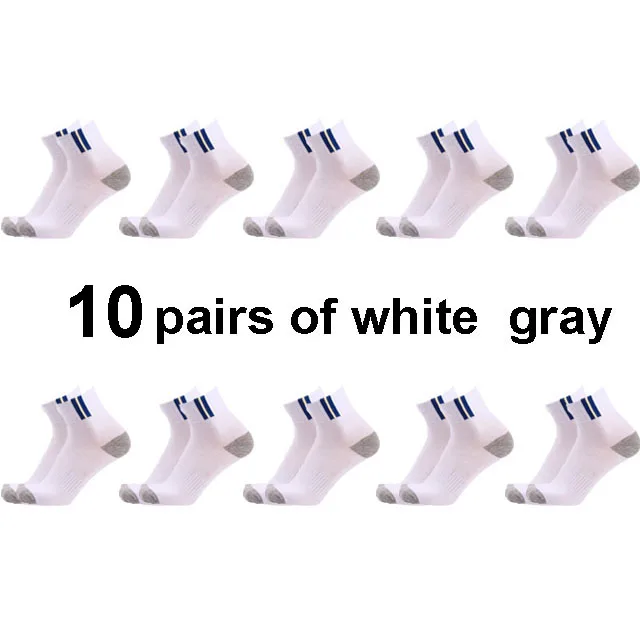 10 pairs white gray 10 пар высококачественные профессиональные мужские носки удобные эластичные дышащие горные велосипедные хлопковые носки для мужчин meias2019 - Цвет: 10 pairs white gray