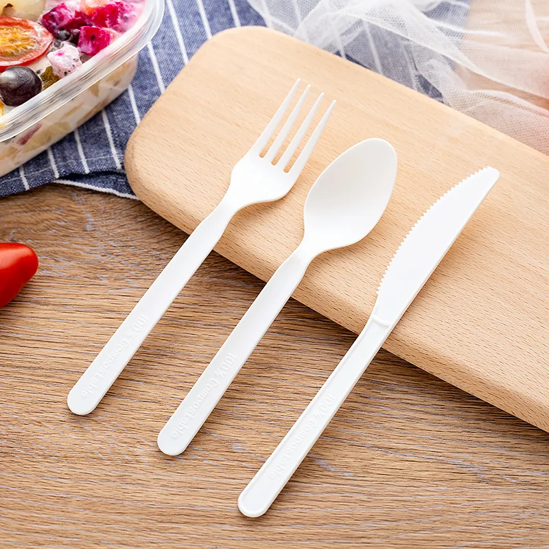Amazon горячая Распродажа высокотемпературный устойчивый c pla разложение одноразовый нож вилка ложка биоразлагаемый образец