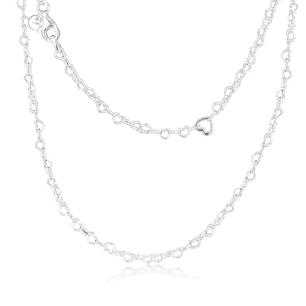 CKK-Joined-Hearts-Necklace-Kolye-Choker-Women-Jewelry-Collares-de-moda-925-Sterling-Silver-Chain-Colar