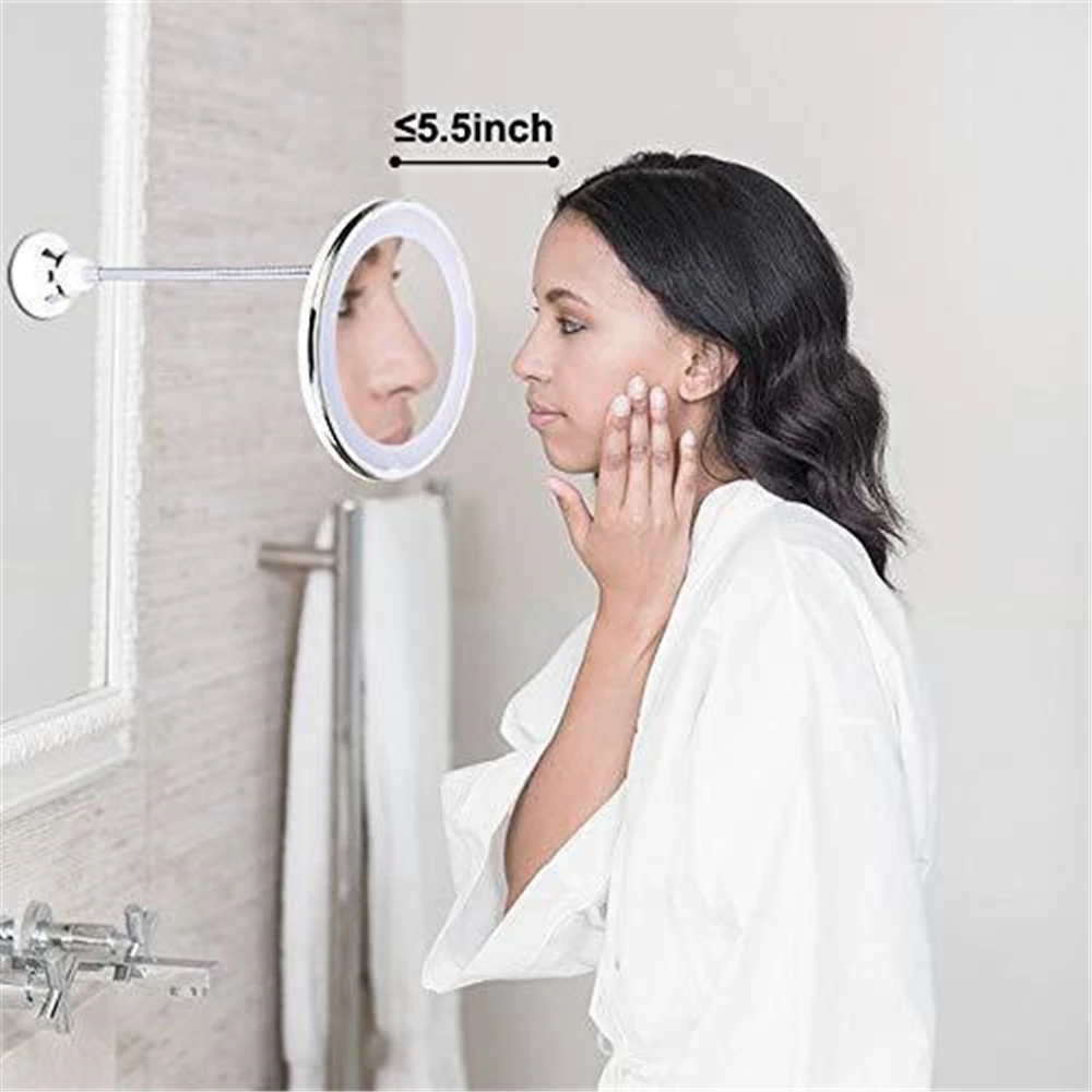 Copo de Sucção Rotação Espelho Lâmpada Ampliação Led Fogless Chuveiro Barbear Maquiagem Nevoeiro Livre Luz 360 10x 2 Luzes noturnas