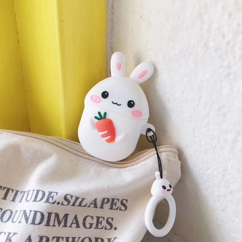 3D силиконовый чехол для наушников для Airpods, чехол, милый медведь, Мультяшные наушники, чехол для Apple Air pods 2, чехол для Earpods, брелок для ключей
