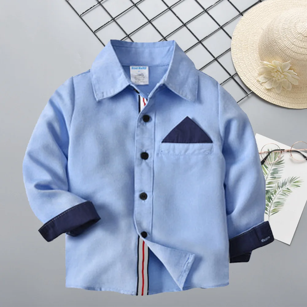 AliExpress детская одежда; коллекция года; сезон весна; стиль; рубашка с длинными рукавами для мальчиков; рубашка контрастного цвета; ткань «Оксфорд»; сезон весна-осень