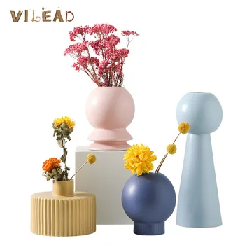 

VILEAD 6 Styles Ceramic Vase Nordic Morandi Creative Dried Flower Home Decor ins Art Texture Flower Vase Decoration Household