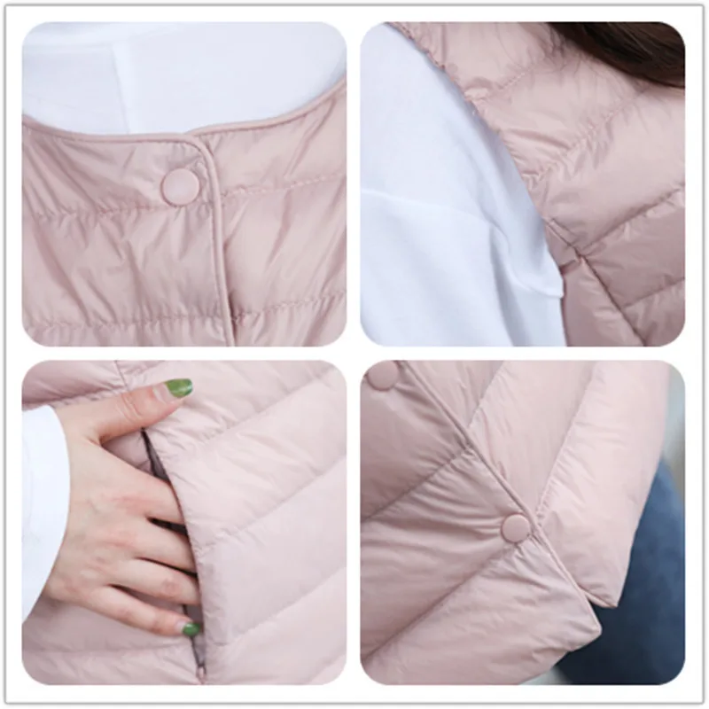 Korean-style New Style down Jacket Women's Thin Collarless Long Sleeve Slim Fit-Style Short Coat Jacket Fashion