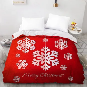 

3D Father Christmas Duvet Cover Xmas Quilt Covers Comforter Case Red Beding Bag 140x200cm Queen Full Twin Single Size Bed Linen