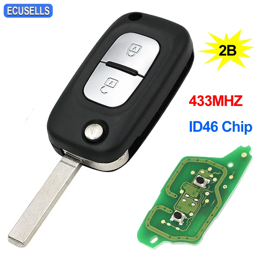 2 кнопки Складной флип дистанционный умный Автомобильный ключ 433 МГц ID46 PCF7961 чип