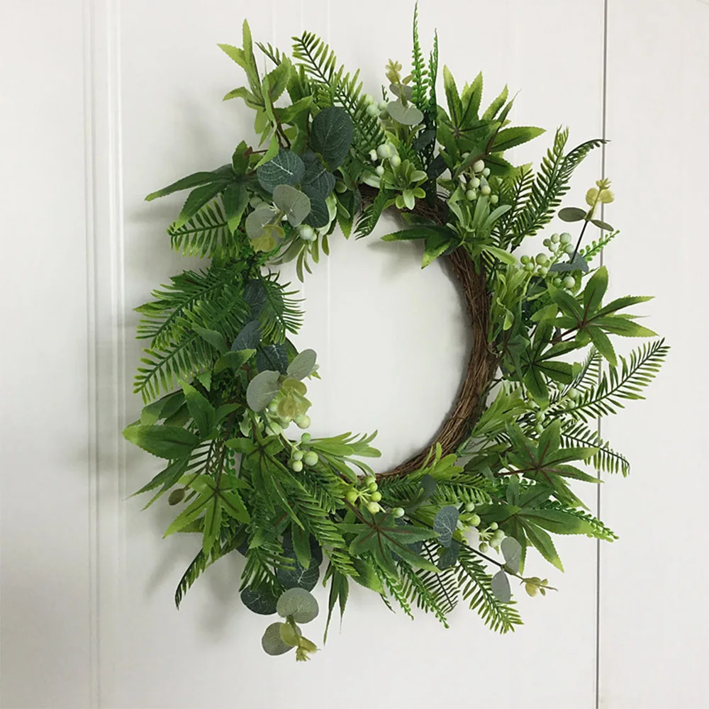 Pine Branches Wreath Artificial Leaves Floral Wreath Outdoor Indoor Wedding Decor Plastic 51cm Christmas Wreath Novel S27
