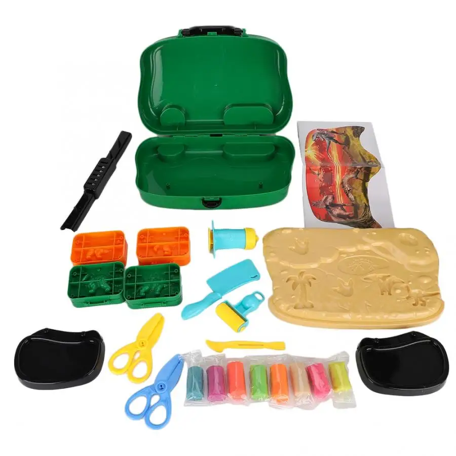 DIY Dinosaur Plasticene Mold Toy Colorful Clay with Suitcase Parent-child Interactive Toys for Children Kids Gift DIY Dinosaur Plasticene Mold Toy Colorful Clay with Suitcase Parent-child Interactive Toys for Children Kids Gift