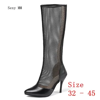 

Summer Boots Women Knee High Boots Woman High Heel Long Thigh High Boots Botas Plus Size 32 33 - 40 41 42 43 44 45