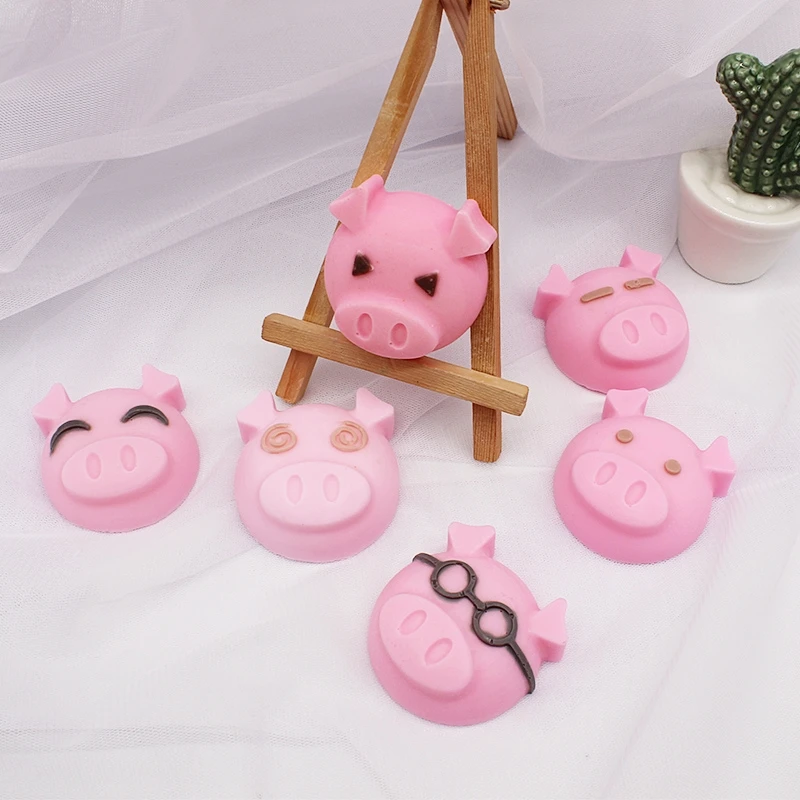 4Cavity Cartoon pig DIY Soap Making Supplies 3D Silicone Cake Mould Handmade Baking Mold Soap Mold