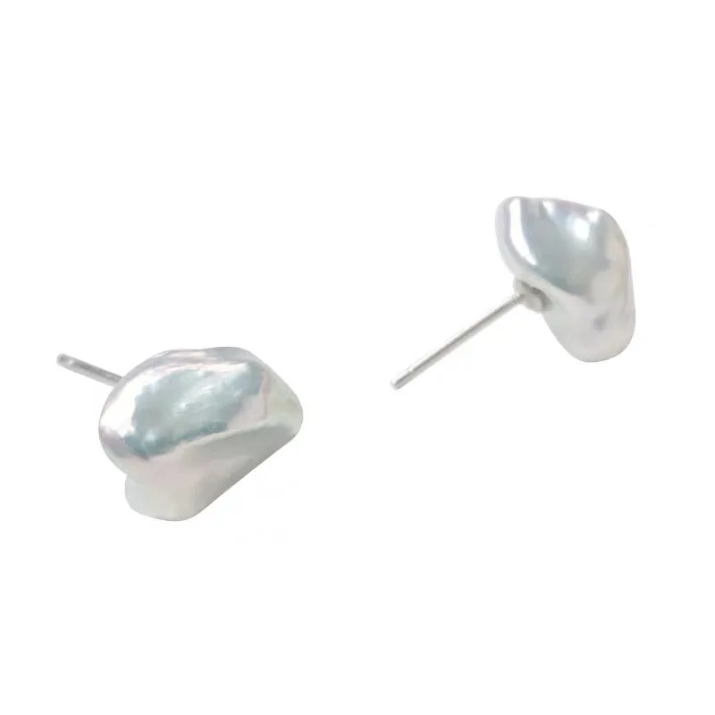 

CERUN 4A grade KESHI pearl white Color 8-9mm 925 Silver stud Natural Freshwater Pearls Earrings Jewelry For Women