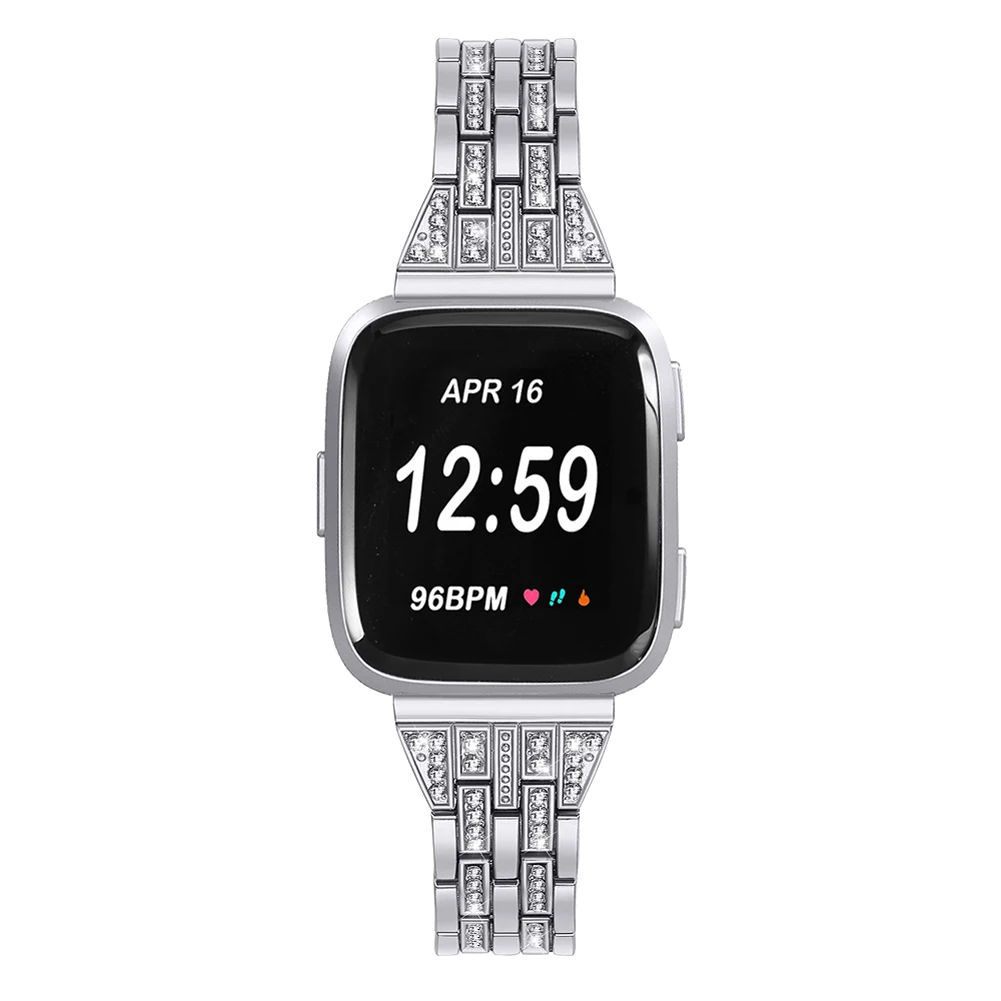 Watch Smart Watch Metal Watch Wristband  for Fitbit Versa/Lite  Metallic Diamond Strap Replacement Wristband Watch Accessories