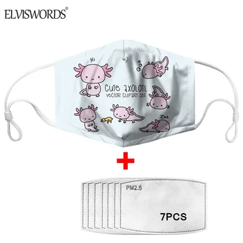 

ELVISWORDS Cute Adorable Axolotls Art Print Mouth Mask Soft Breathable Muffle PM2.5 Filter Anti-Haze mascarilla reutilizable
