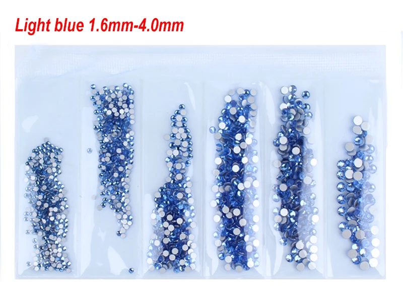 Супер Блестящий Стразы для ногтей с плоской задней стороной, смешанные размеры, дизайн ногтей, украшения, камни, блестящие камни, аксессуары для маникюра - Цвет: 28 Light blue