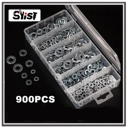 Steel Flat Washer M3 M4 M5 M6 M8 M10 Plain Finish Flat Washers Assortment Kit, Steel Washers Flat Pad Gaskets Set with Box