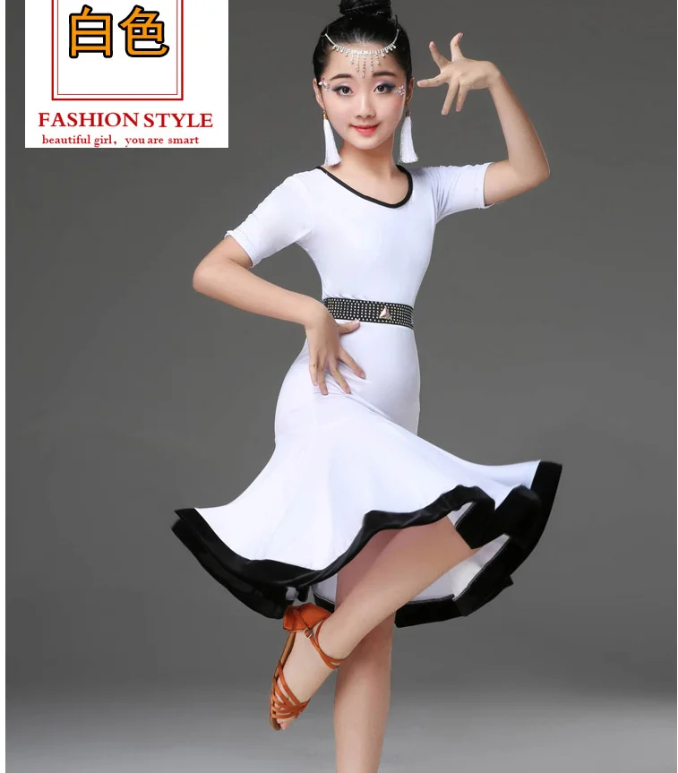 Платье для латинских танцев для девочек; длинное платье с коротким рукавом для занятий танцами; юбка для латинских танцев; одежда для Бальных выступлений; юбка для латинских танцев; Лидер продаж