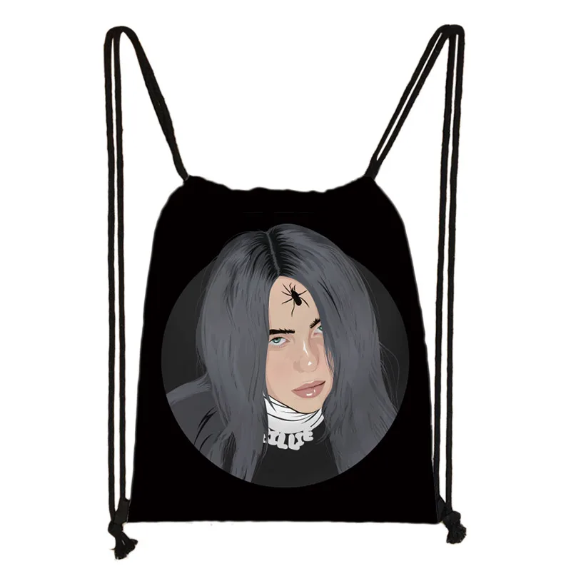 Billie Eilish сумка на шнурке женская модная сумка для хранения рюкзак из парусины для подростков женские вечерние сумки для покупок - Цвет: skdemili07