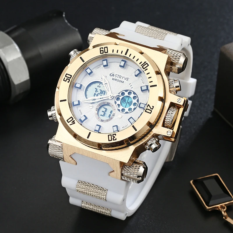 STRYVE мужские часы лучший бренд класса люкс военные часы спортивные наручные часы кварцевые мужские часы дизайн Relojes Para Hombre двойной дисплей