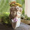 Resin Vase Creative Girl Sculpture Fake Flower Flower Arrangement Vase Succulents In Pots Home Desktop Decoration Exquisite Gift 1