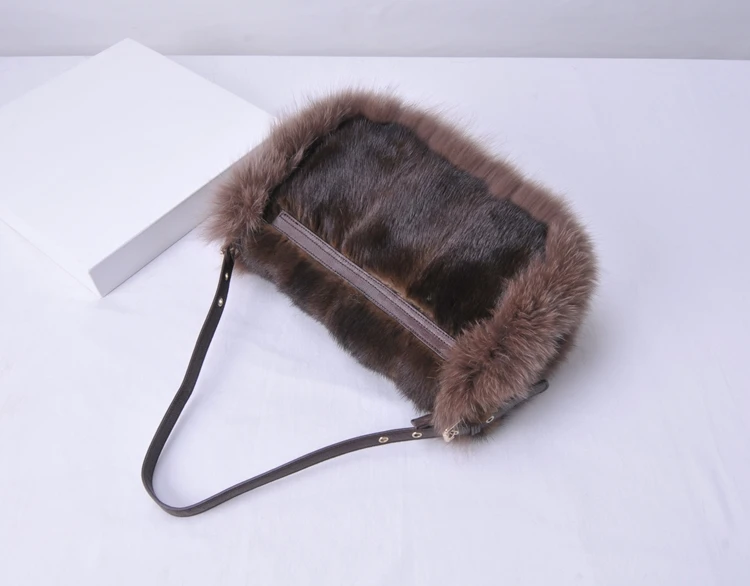 Высококачественные зимние женские однотонные мягкие настоящие меховые сумочки, ручные сумки, вечерние сумки с лисьим мехом, модная уличная сумка на год