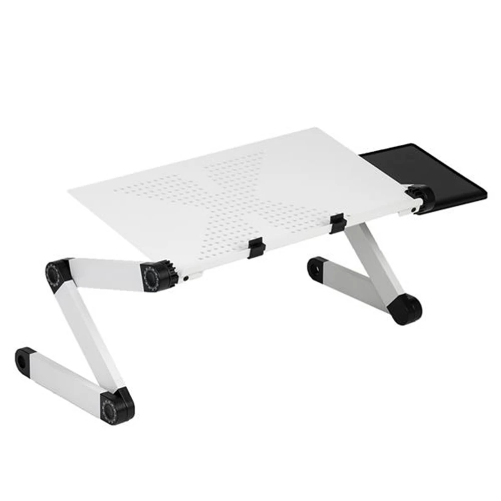

48X26cm Folding Computer Desk Laptop Stand With Mouse Plate Portable Home Assembled Table Aluminum Alloy Notebook Stand White