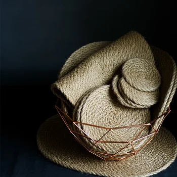 

Round Nature Linen Weaver Placemat Pad Coasters Kitchen Table Mat Hot Insulation Pad Modern Simple Rustic Mesa Decoration