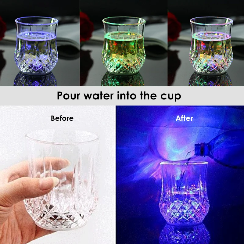 LED Automatic Flashing Cup Wine Beer Glass Whisky Shot Drink Glass Cup for Christmas,Party,wedding, Bar Club creative Gift