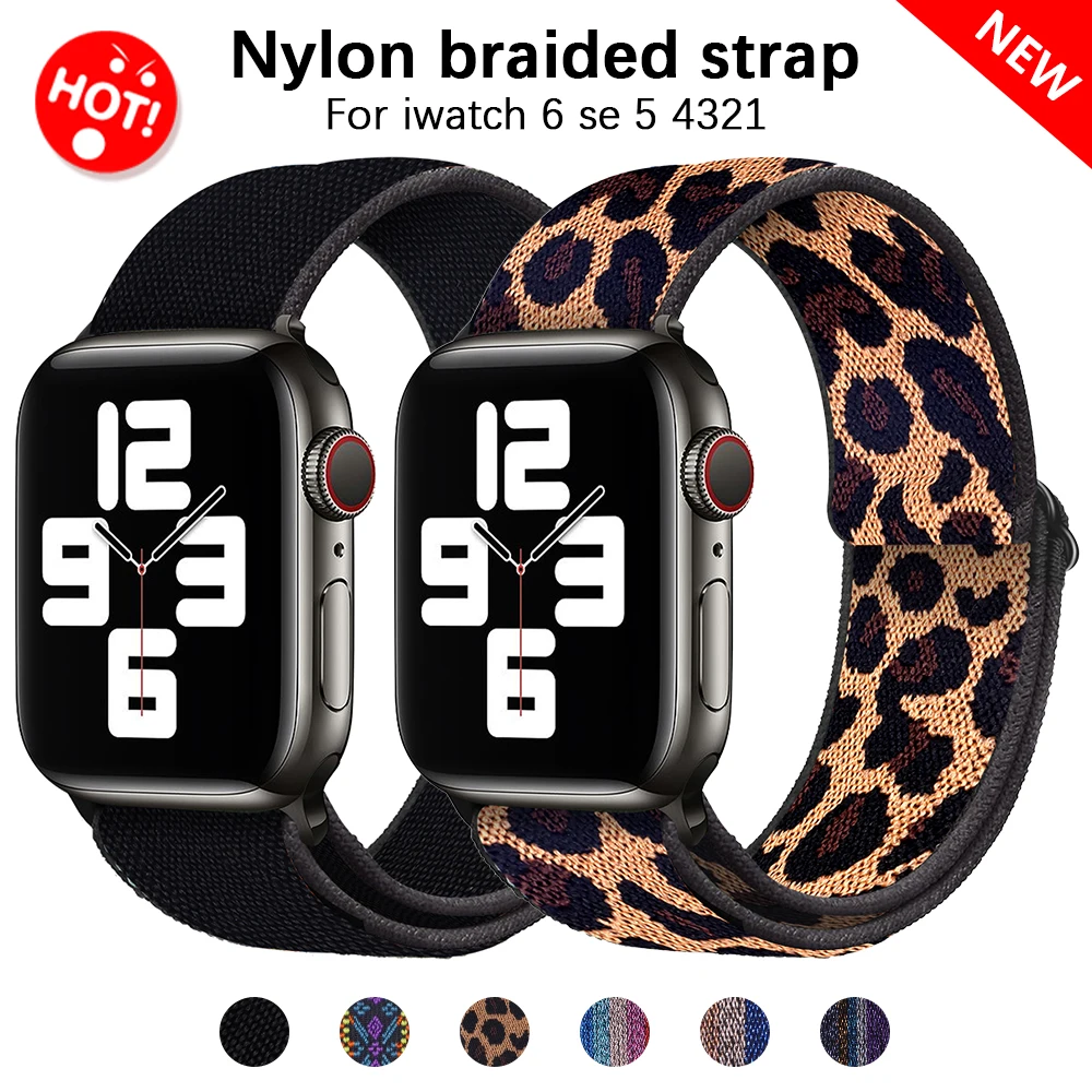 Ремешок эластичный нейлоновый для Apple Watch Series 6 SE 5 4 3 2 1 спортивный браслет iwatch 38 мм