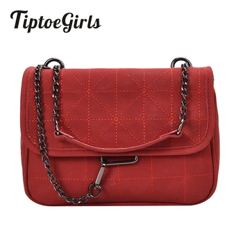 

Fashion Square Embroidery Thread Chains Tote Bags Winter Scrub Leather Woman's Shoulder Bags Vintage Hasp Buckle Women Bag