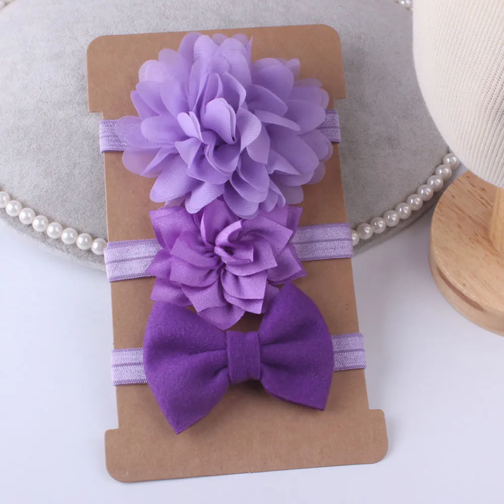 3 шт. Kinder elastisches Blumenstirnband Haar mächen Baby Bowknot Набор для волос - Цвет: Фиолетовый